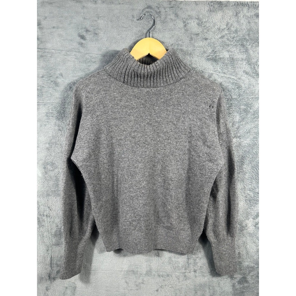 Madewell 100% Cashmere Turtleneck Sweater Gray Medium Ribbed Knit M